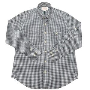 Filson Button Down Shirt Mens Large L Navy Blue Gingham Check Cotton Workwear